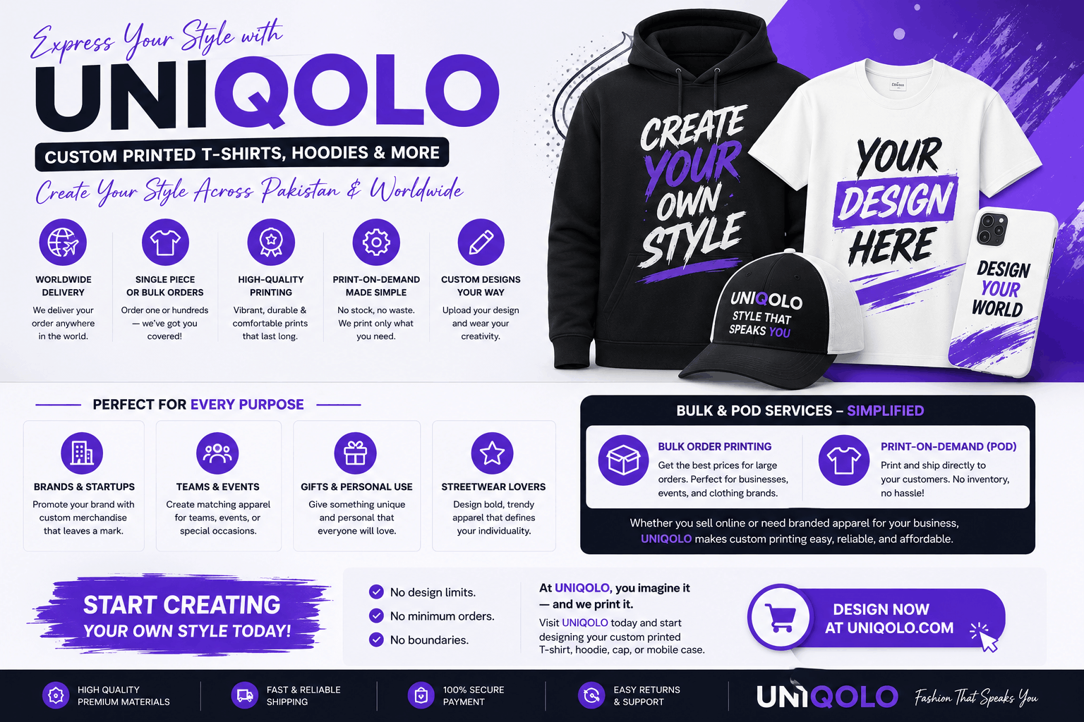 Custom Printed T-Shirts, Hoodies & More Create Your Style Across Pakistan
